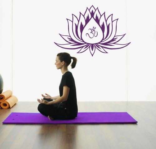 Lotus Flower Wall Decals Vinyl Decal with Om Sign Yoga Meditation Art Decor Removable Stylish Sticker Mural Unique Design for Room L623