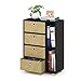 Furinno Multipurpose Storage Cabinet w/4 Bin Drawers, Espresso/Brown