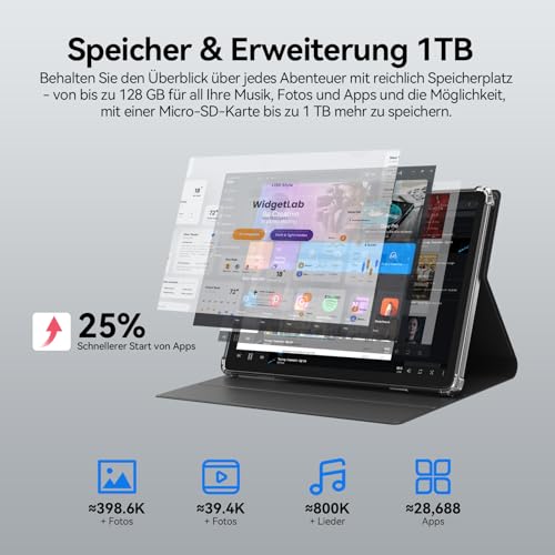 2026 Tablet 11 Zoll Android 15 | Dual 4G SIM 5G WiFi, 16GB RAM + 128GB ROM/1TB TF | Tablet Mit Schutzhülle | Octa-core Gaming Tablets | 13MP + 8MP | 7000mAh | 1280 x 800 | BT 5.0 | GMS | GPS | Grau – Bild 5