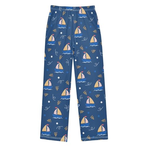 ZZXXB Sea Sailboat Boys Long Pants Soft Trousers Elastic Waist Kids Lounge Bottoms with Pockets S-XL
