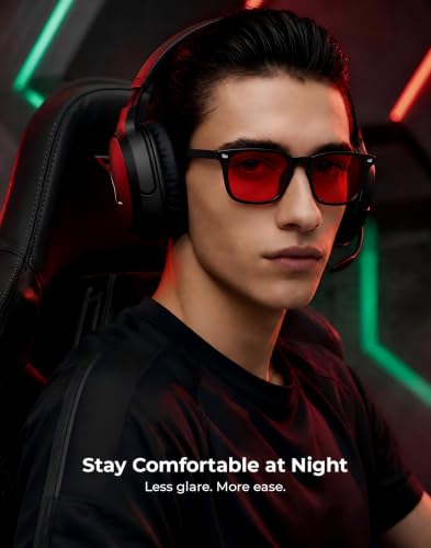 Image of TIJN Sleep Glasses with Blue Green Light Blocking, Red Light Lens for Computer Gaming, Screen Fatigue & UV Protection