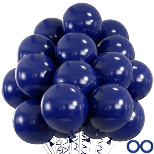 Image of 100pcs Navy Blue Balloons, Helium Quality 12 inch Dark Blue Latex Party Balloons for Birthday, Graduation, Christmas, Father's Day Party Decor (66ft Ribbons)