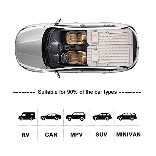 Byomostor 3 In 1 Car Air Mattress, Inflatable Bed For Car Back Seat Cargo Area Car Bed With Electric Air Pump-2 Support Fillers & 2 Pillows Fits Suv|Mpv|Sedan|Minivan For Road Trip Camping Grey #TOP2