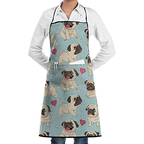 Cute Pug Sport Waterproof Apron With 1 Pocket For Cooking Kitchen Aprons For Female And Male Chefs Cover