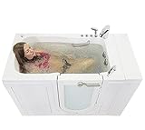 Ella Monaco 32'x52' Acrylic Hydro Massage Walk-In Bathtub with Right Outward Swing Door, 2 Piece Fast Fill Faucet, 2' Dual Drain