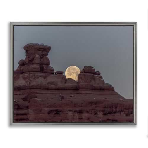 'Desert Mesa Moonlit Night Landscape'| Floating Frame Canvas Art
