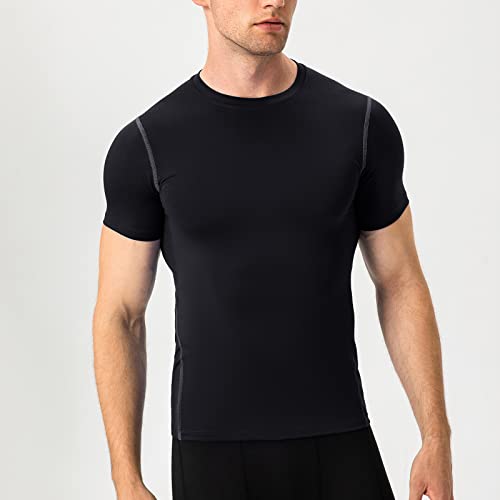Men's Athletic Shirts Compression Running T Shirt Base-Layer Quick Dry Fit Workout Short Sleeve Undershirts #TOP4