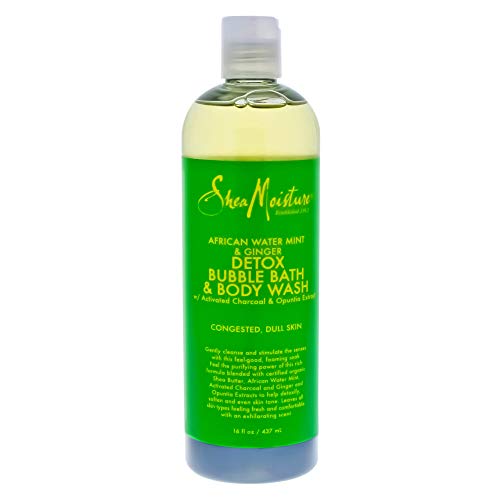 Shea Moisture African Water Mint & Ginger Detox Bubble Bath & Body Wash for Unisex, 16 Ounce