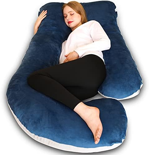 Chilling Home Pregnancy Pillows for Sleeping, U Shaped Body Pillow Pregnant Pillows for Sleeping Full Body Pillow, Pregnancy Must Haves Maternity Pillows 55 in Pregnancy Body Pillow with Velvet Cover