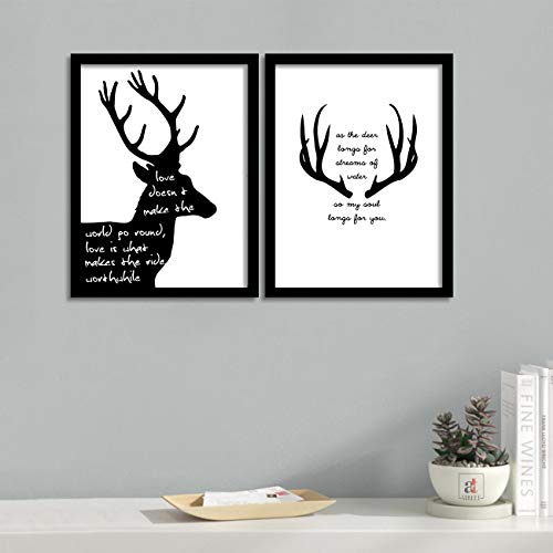 Image of PAINTINGMANTRA Motivational Quote wall art painting for living room, Deer motivational framed painting, 13x18 Inch