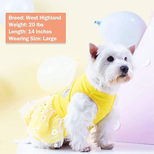 Kyeese Dog Dress Daisy Dog Skirt For Small Dogs With Flower Printing Tulle Doggie Sundress #TOP2