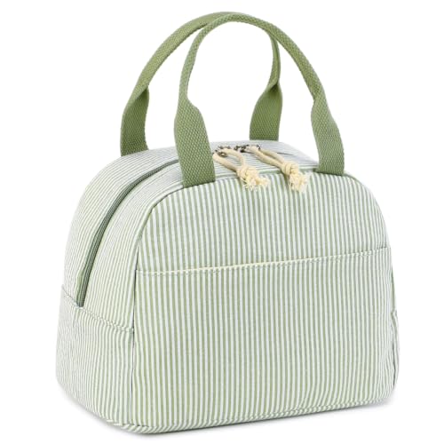 Image of CAMTOP Lunch Box Kids Insulated Lunch Bag Large Reusable Leakproof Cooler Lunch Bags for Boys Girls School Travel Picnic (Sage Green Strip)