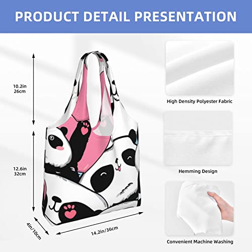 Sac fourre-tout en toile imprimé panda robuste et réutilisable - 4