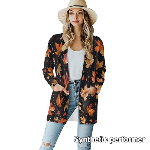 Image of Cardigan Sweaters for Women Long Sleeve Cardigan Soft Drape Open Front Fall Dusters V-Neck Jackets Dressy Loose Coat
