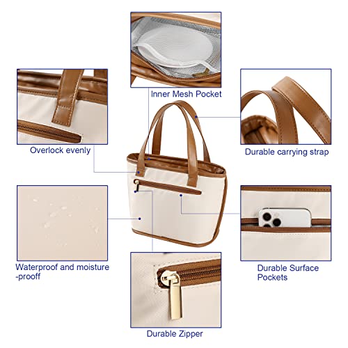 Moaoso Lunch Bag Women, Insulated Lunch Box Adult For Women With Pocket For Office Work Picnic Shopping (B-Beige And Brown) #TOP4
