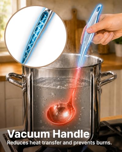 Image of Zulay Kitchen Stainless Steel Soup Ladle - 13 inch Large Ladle for Soups, Stews & Sauces - Durable, Heat-Resistant, Rust-Proof & Dishwasher Safe Kitchen Utensil with Ergonomic Handle (Pack of 3)