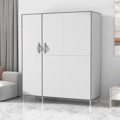 Anmas Home Foldable Closets Portable Wardrobe Fabric Organizer Wardrobe Closet, Non-Woven Fabric Closet with Doors, Multi-use Closet for Bedroom (Grayish White)