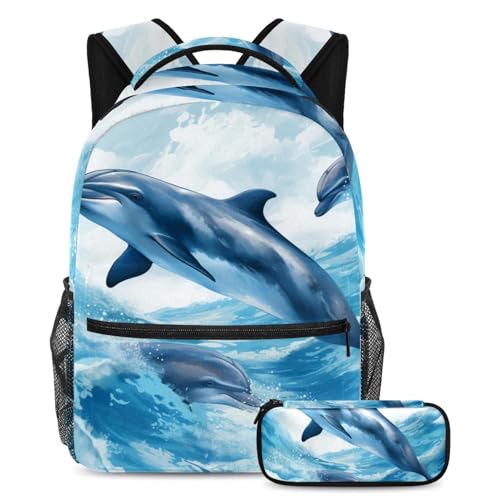 Sac à dos baleine 36 cm et trousse pour enfant