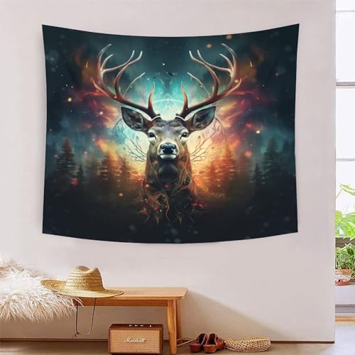 Tapisserie murale wapiti pour transformer un mur vide en salon moderne chic