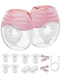 Roabger Breast Pump, Hands Free Wearable Pump for Breastfeeding, Electric Breast Pump Portable, Wireless Breast Pump with 3 Modes & 8 Levels, LED Display, 19mm/21mm/24mm/27mm, 2 Pack