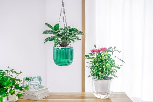 Melphoe HANGING PLANTERS-6.5 2 Pack Self Watering Hanging Planters Indoor Hanging Flower Pots, 6.5 Inch Outdoor Hanging Plant Pot Basket, Plant Hanger With Drainage Holes For Garden Home  thumb #1