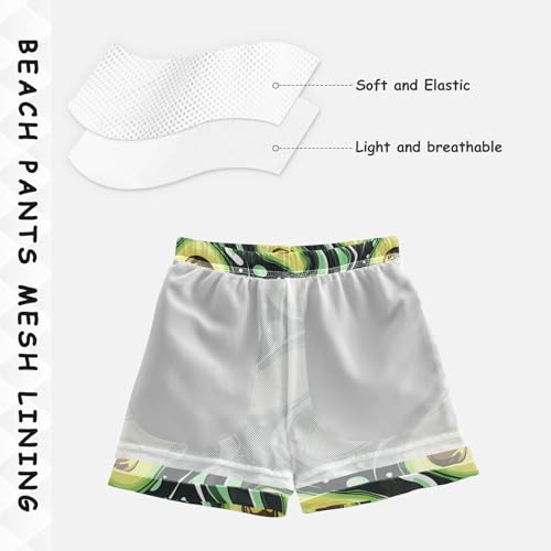 Pigsaly Boys Swim Trunks Groovy Distorted Chessboard Avocado Boys Board Shorts Swimsuit Swimwear Summer Bathing Suit 4T Multicolor4