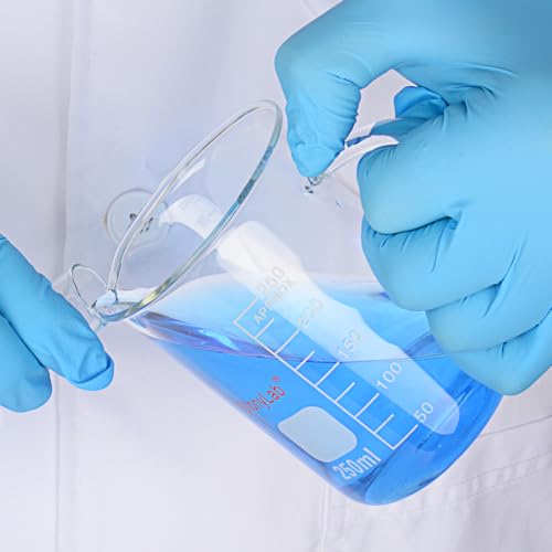 Image of stonylab Glass Beaker with Handle, Borosilicate Glass Graduated Low Form Griffin Beaker with Handle and Pouring Spout, 250 ml