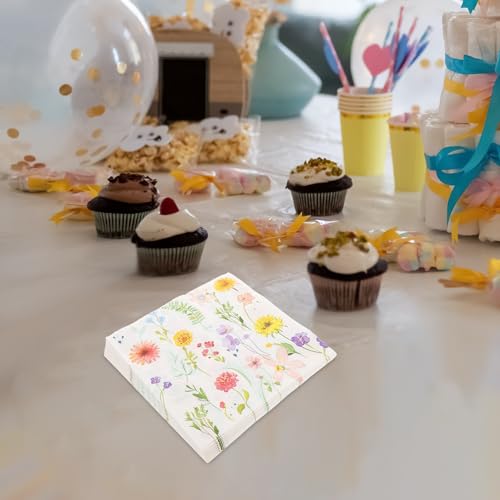 Servilletas de papel Cabilock suaves y absorbentes con flores para cumpleaños 7