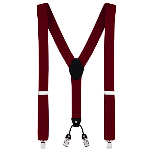 DonDon Ensemble élégant de bretelles homme larges 3,5 cm et nœud papillon fait main - Accessoire élégant pour mariage, fête, dîner veston, smoking - Rouge Bordeaux - Image 3