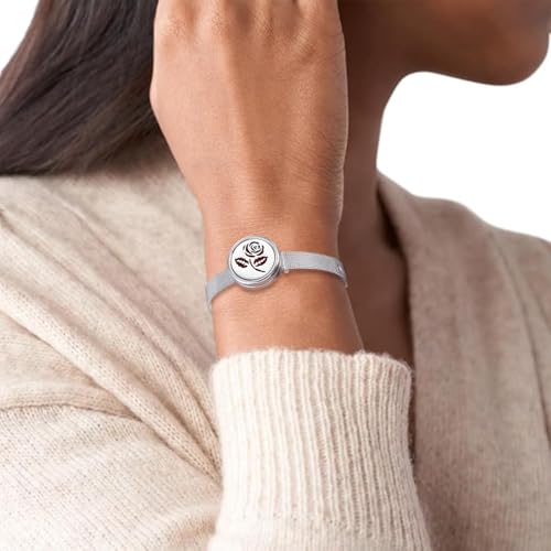Essential Oil Diffuser Bracelet Aromatherapy Locket Adjustable Bracelet Stainless Steel Rose Watch Chain Bracelet with 10 Pcs Refill Pads for Women - Image 6