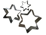 3er Set Edelstahl Sterne Plätzchen Ausstecher Plätzchenform Keksform Keksausstecher Sternchen Keks Backen Stempel von ROYAL HOUSEWARE