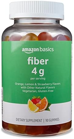Amazon Basics Soft Fiber Gummies for Digestive Health and Regularity, Orange, Lemon & Strawberry Flavors, 90 Count, Pack of 1 (Previously Solimo)