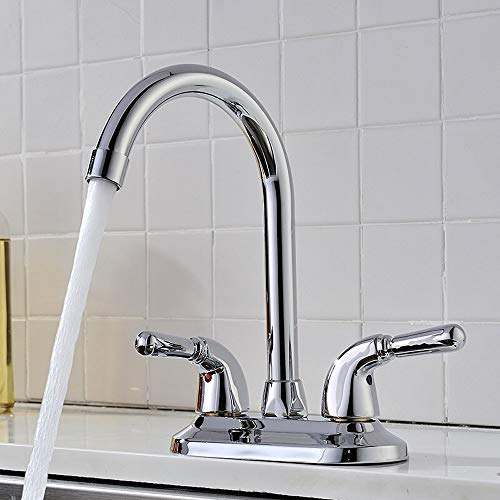 Robinet mélangeur cuivre lavabo double trou chrome orientable 360 - 5
