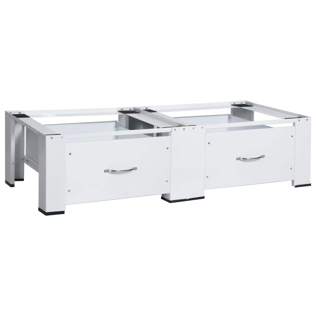 Tidyard Untergestell für Wasch- und Trockenmaschine mit Schubladen Weiß 127 x 54,5 x 32,5 cm