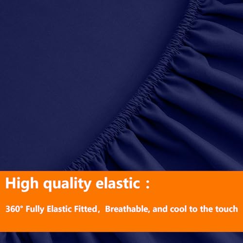 TAIMIT Navy Twin Size Comforter Set - 5 Pieces, Bed in a Bag Bedding Sets with All Season Soft Quilted Warm Fluffy Reversible Comforter,Flat Sheet,Fitted Sheet,1 Pillow Shams,1 Pillowcases by TAIMIT - Used condition - Image 6