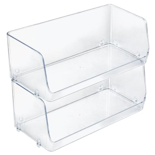 Grand bac plastique transparent empilable Azar Displays rangement frigo et cuisine x2
