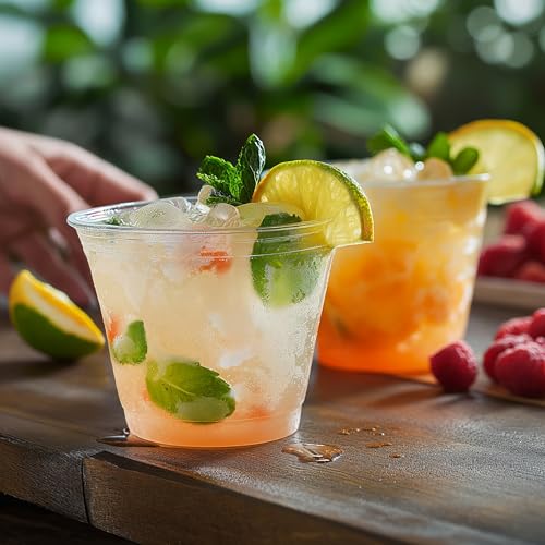 TashiBox 9 oz Crystal Clear Plastic Cups - 200 Pack, Disposable, Weddings & Parties Supplies, Ideal for Cocktails, Iced Coffee, Beverages, BPA-Free Tumblers - Thumbnail 4