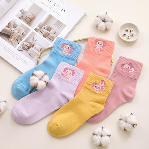 Image of Eurzom 10 Pairs Socks Womens Crew Elastic Ankle Length Cotton Socks Aesthetic Cute Lightweight Low Cut Gifts for Women