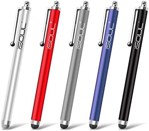 iSOUL Stylus Pen Set, [5 Pack] Microfiber Stylus Pens for Touch Screens Capacitive Touch Screens Stylus Pens For iPhone, iPad Mini, Pro, Galaxy, Note, Tab, Nexus, Nokia, Blackberry, OnePlus, Tablets