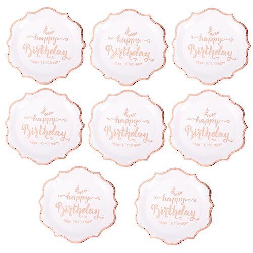 Healeved Birthday Party Tray Set 8pcs Paper Plates Stamping Multicolour Party Tableware Dinner Plate Disposable for Dessert Family Gatherings