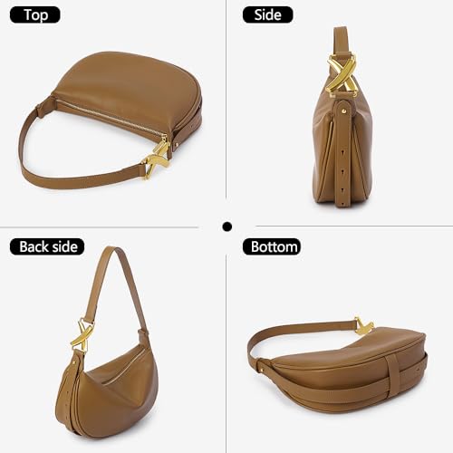 Genuine Leather Crescent Hobo Bag for Women – Shoulder Purse with Adjustable Strap – Soft Vintage Crossbody4