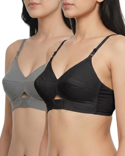 Image of Brida Kavya Xtra Soft Cotton Round Stitch Bra for Women | Full Coverage | Non-Padded | Wireless | Double Layer Support | Heavy Bust | Combo Pack | Colours May Vary