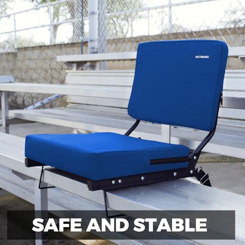 HUTMANG Stadium Chairs for Adults,Bleacher Chairs with Back Support,Portable Stadium Seats with Swivel Padded Cushion,Folding Comfort Stadium Seat with Shoulder Strap,Perfect for Sports Events(Blue) - Thumbnail 7
