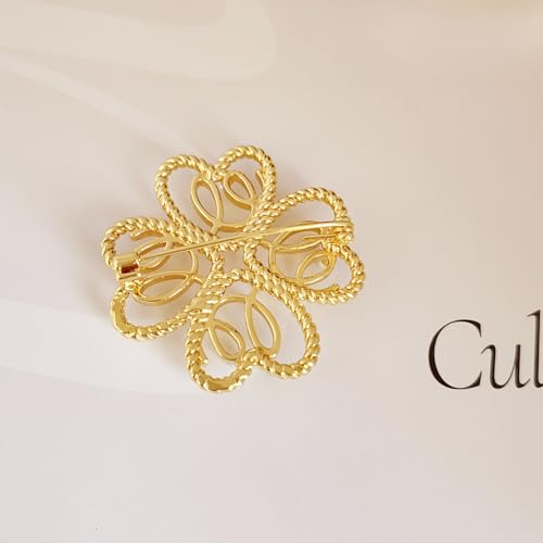 Image of Gold Brooches for Women Ladies Yellow Broach Flower Bow Rhinestone Lapel Pins Blazer Dress Denim Jacket Accessories