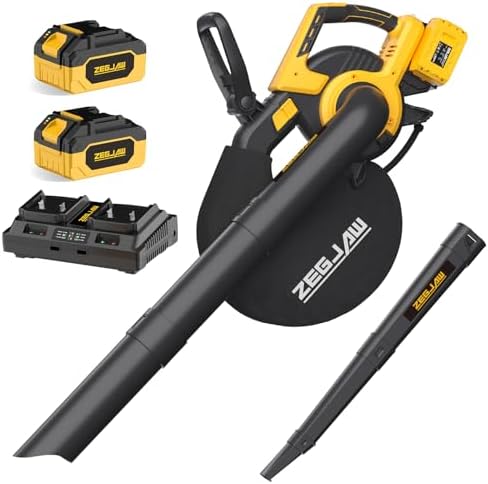 Cordless Leaf Blower & Vacuum, 3-in-1 Leaf Vacuum Mulcher with Bag, 40V 360CFM 5-Speeds Brushless Battery Operated Leaf Blower for Lawn Care with 2 x 4.0Ah Battery & Charger Included