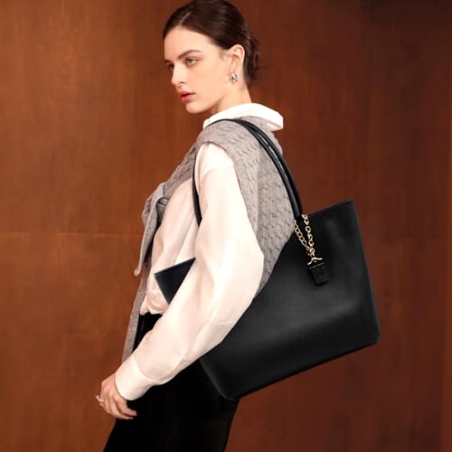 Bolso Tote para mujer con cierre, cuero suave y amplio miniatura 2