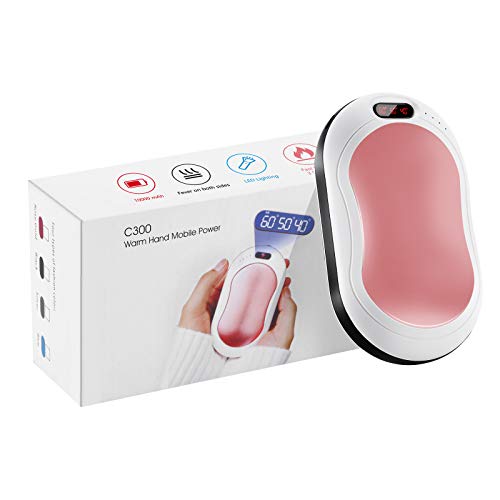 TLICLXY Calentador de manos de carga 10000 mAh 4 en 1 USB recargable calentador de mano Banco de energía con masaje de vibración Linterna LED de doble cara 5s Calefacción rápida calentadores de manos