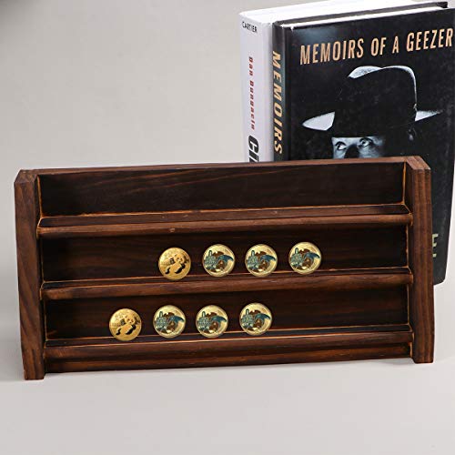 Suporte de exibição de moeda de 3 linhas de desafio Garneck Moeda, suporte de exibição de madeira de