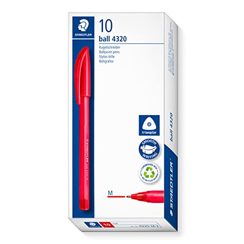 STAEDTLER 4320 M-2 Stick Rainbow Ballpoint Pen - Red (Box of 10)