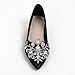 Women's Rhinestone Fashion Pointed Toe Pearl Diamond Low Heel Dress Wedding Work Business Dance Pumps 2Black Size 9